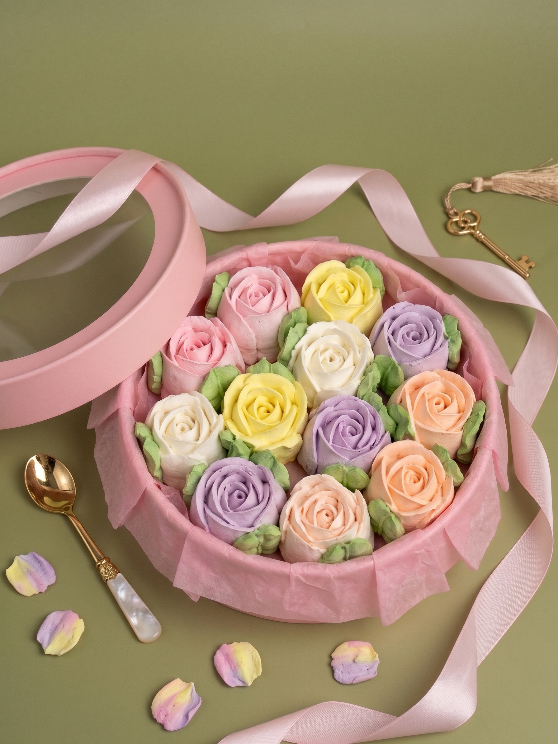 Daisy bright peach, yellow and pink handmade marshmallow flower bouquet for a birthday celebration