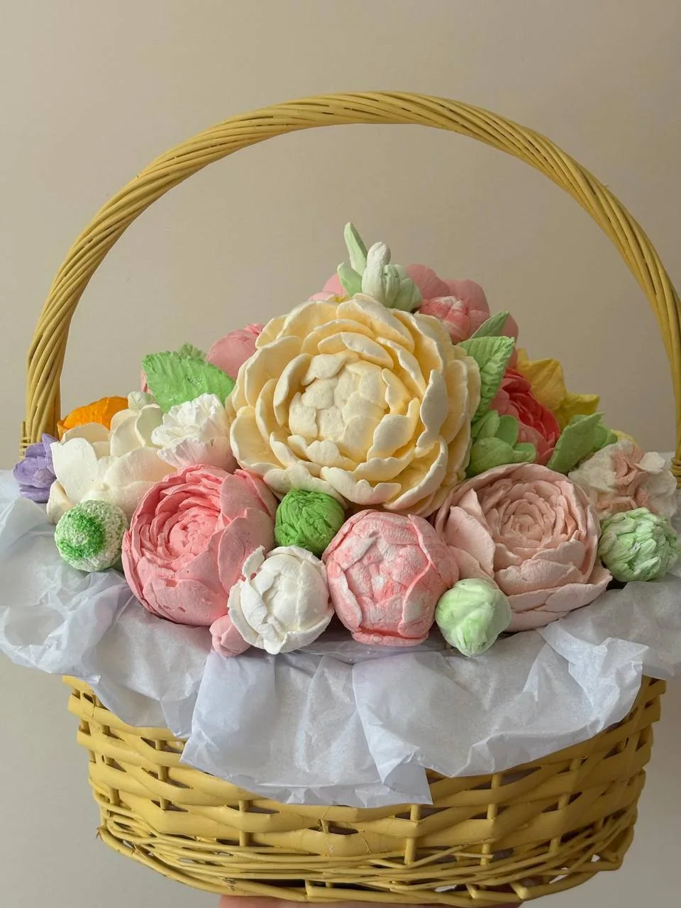 Sunny marshmallow flower basket for a birthday or milestone