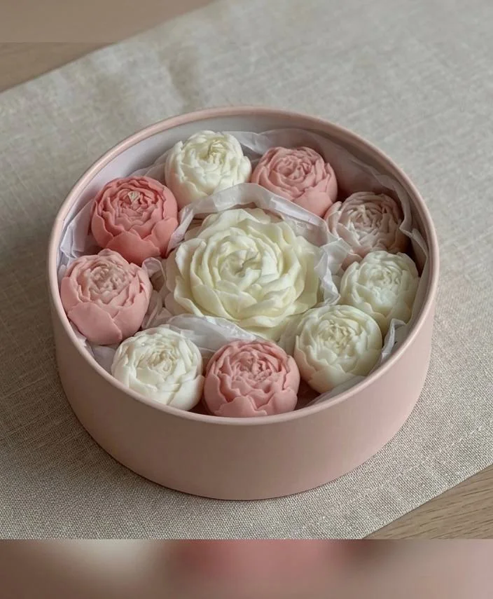 Elegant blush and ivory marshmallow flower bouquet